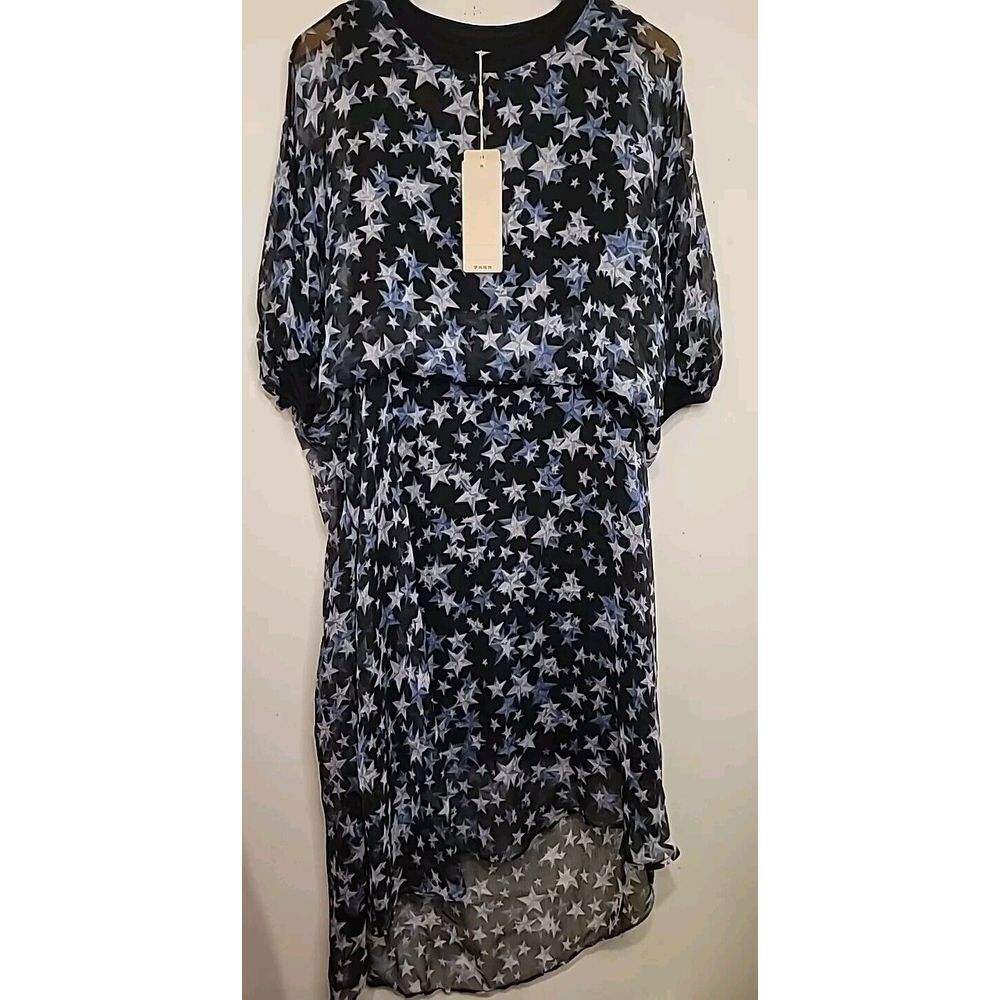 Dress Womens Medium Blue Sheer Slip Stars Flowy Dress Fairy Layered‎ Space